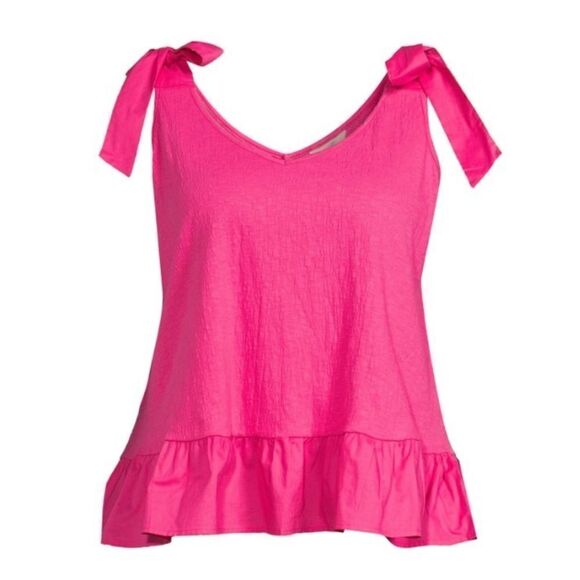 WOMEN'S PLUS SIZE Knit Tank Top Shirt with Shoulder Ties Size OX - Picture 1 of 9